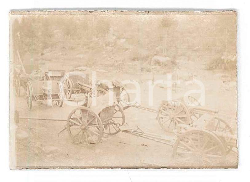 Fotografia d epoca originale 1918 WW1 ZONA DI GUERRA Cannoni italiani in montagna Foto 6x4 cm 1