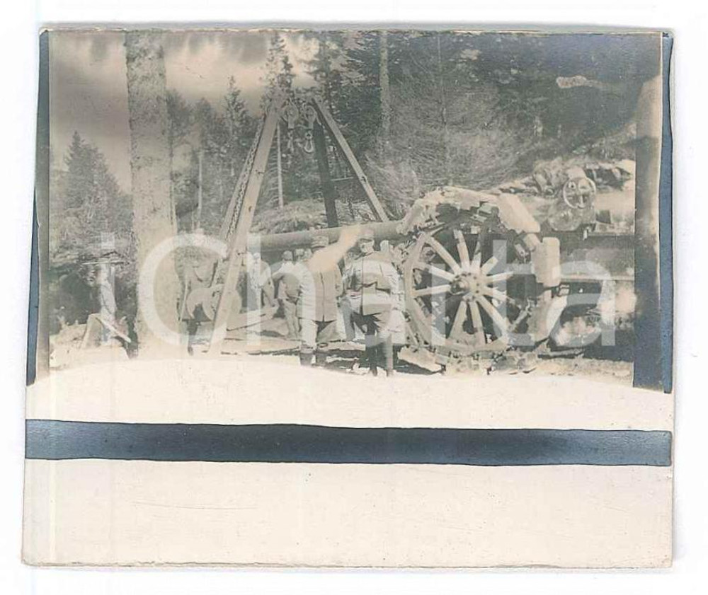 Fotografia d epoca originale 1918 WW1 ZONA DI GUERRA Artiglieria da montagna al lavoro  Foto 6x4 cm 1