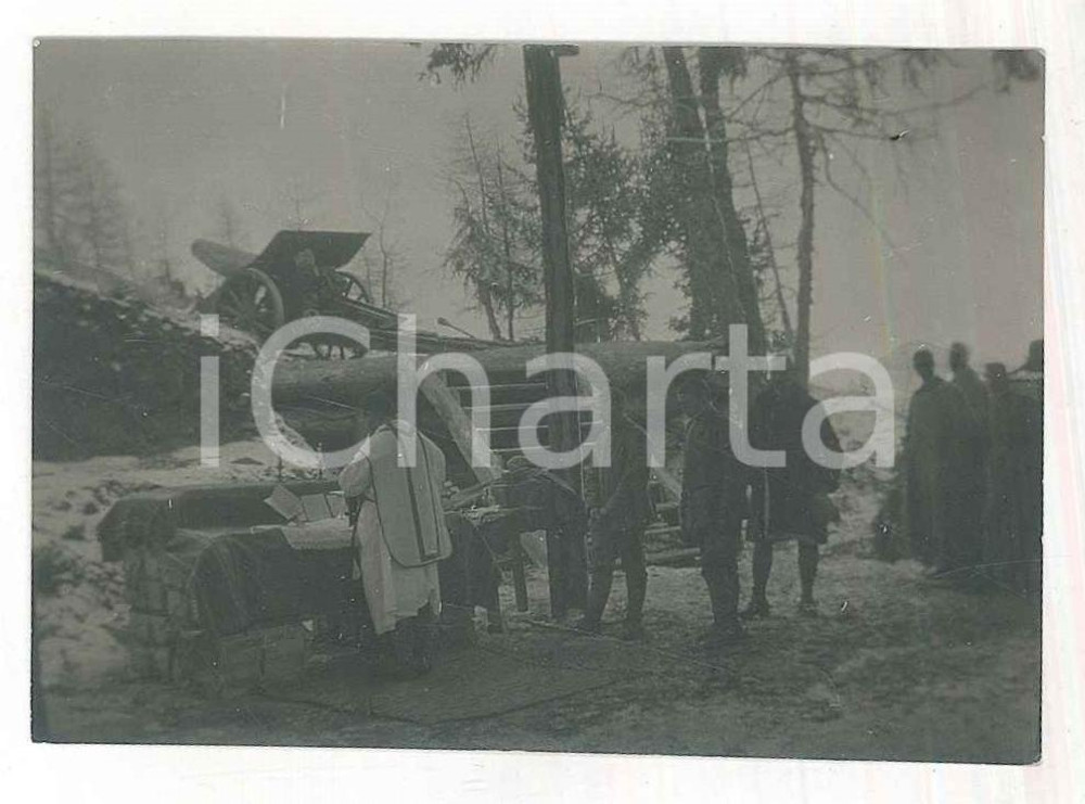 Fotografia d epoca originale Gennaio 1918 WW1 ZONA DI GUERRA Messa domenicale nel bosco Foto 8x5 cm 1