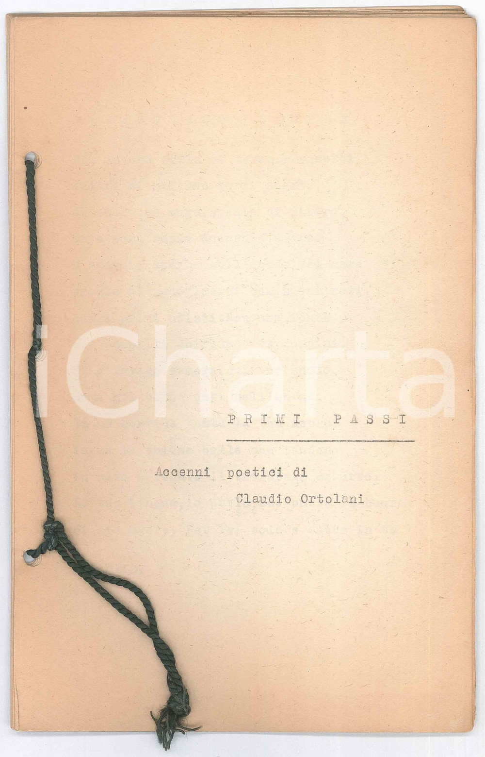 Manoscritto, lettera originale 1940 ca Claudio ORTOLANI Primi passi  Accenni poetici Dattiloscritto INEDITO 1
