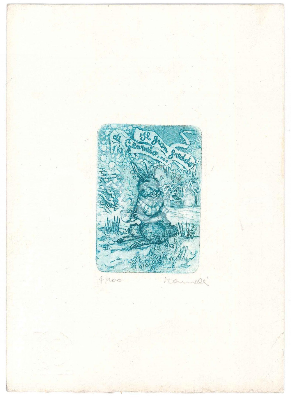 Opera d’arte autentica 1980 ca Artista MANNELLI  Il gran freddo di gennaio Litografia 4/100 AUTOGRAFO 1