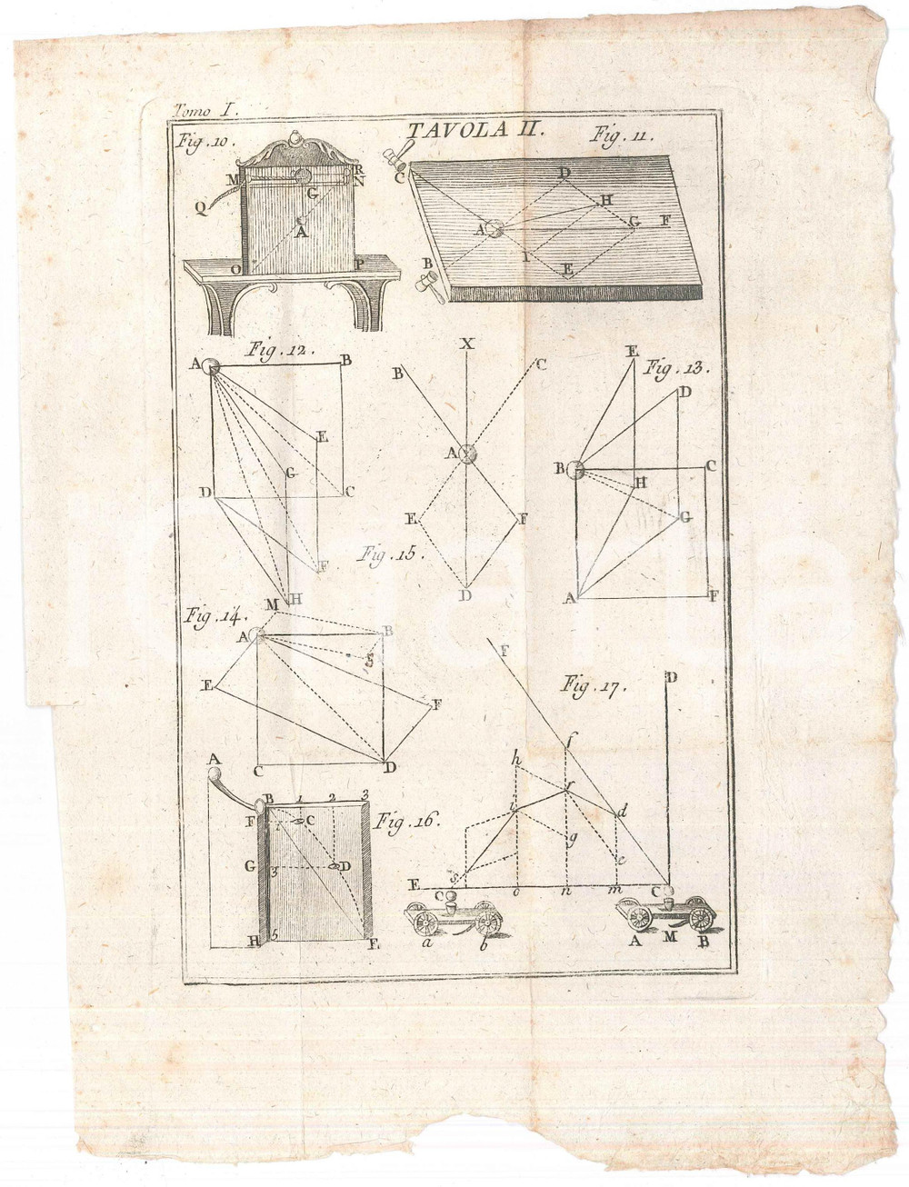 Stampa, bozzetto originale 1780 ca ASTRONOMIA Tavola con calcoli e figure  Tomo I Tav. II 1