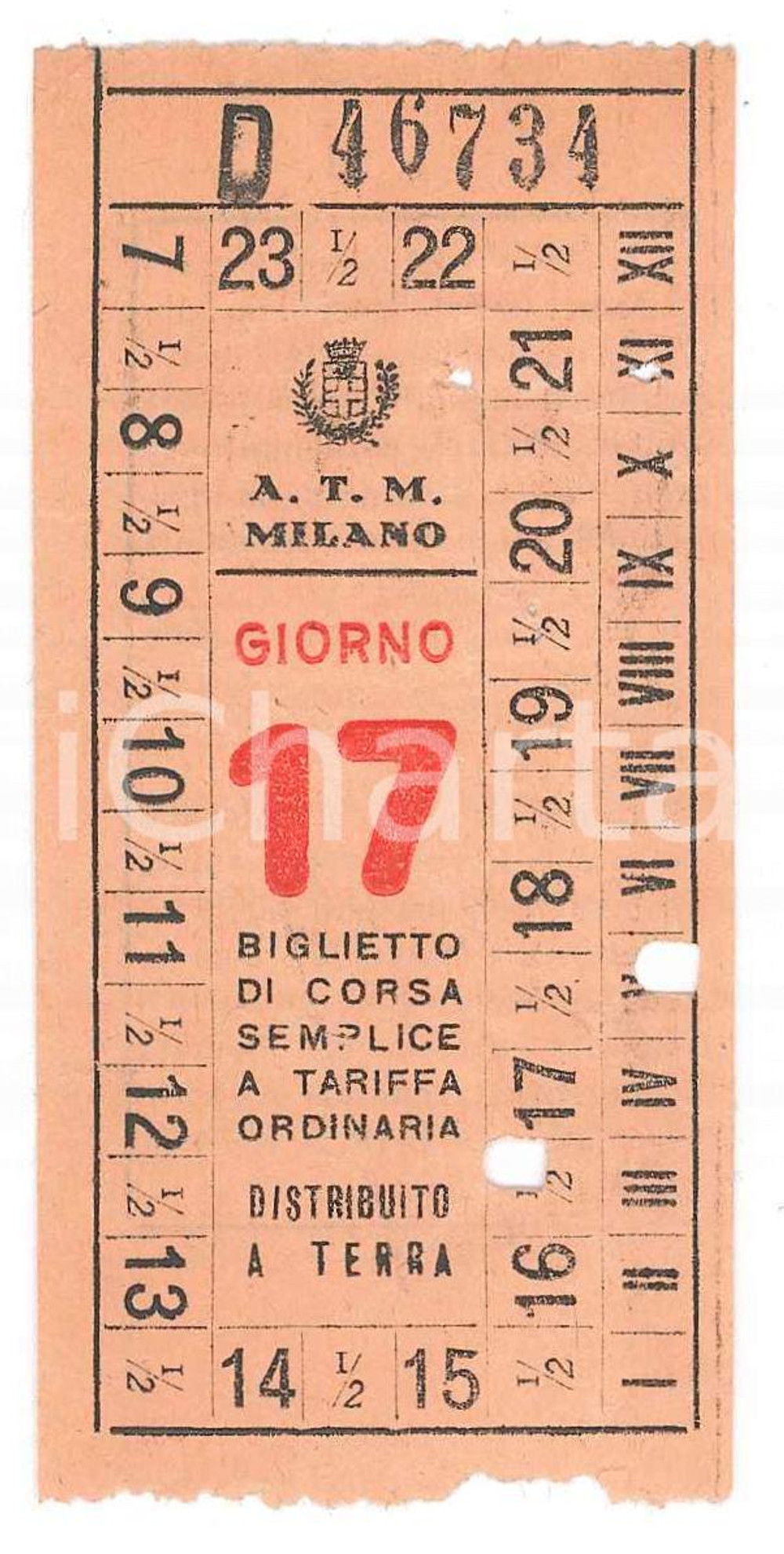 Oggetto da collezione cartaceo 1950 ca MILANO  ATM Biglietto di corsa semplice OBLITERATO  4x9 cm 1