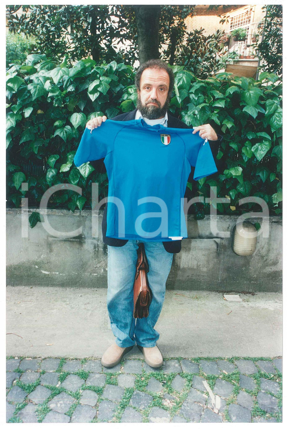 Fotografia d epoca originale 2000 ca COSTUME  Giobbe COVATTA con la maglia della Nazionale di calcio  Foto 1