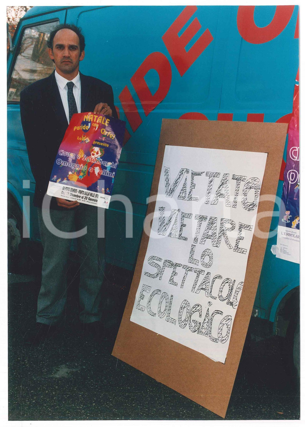 Fotografia d epoca originale 1993 CIRCO PADOVA Paride ORFEI promuove il suo spettacolo ecologico Foto 1 1