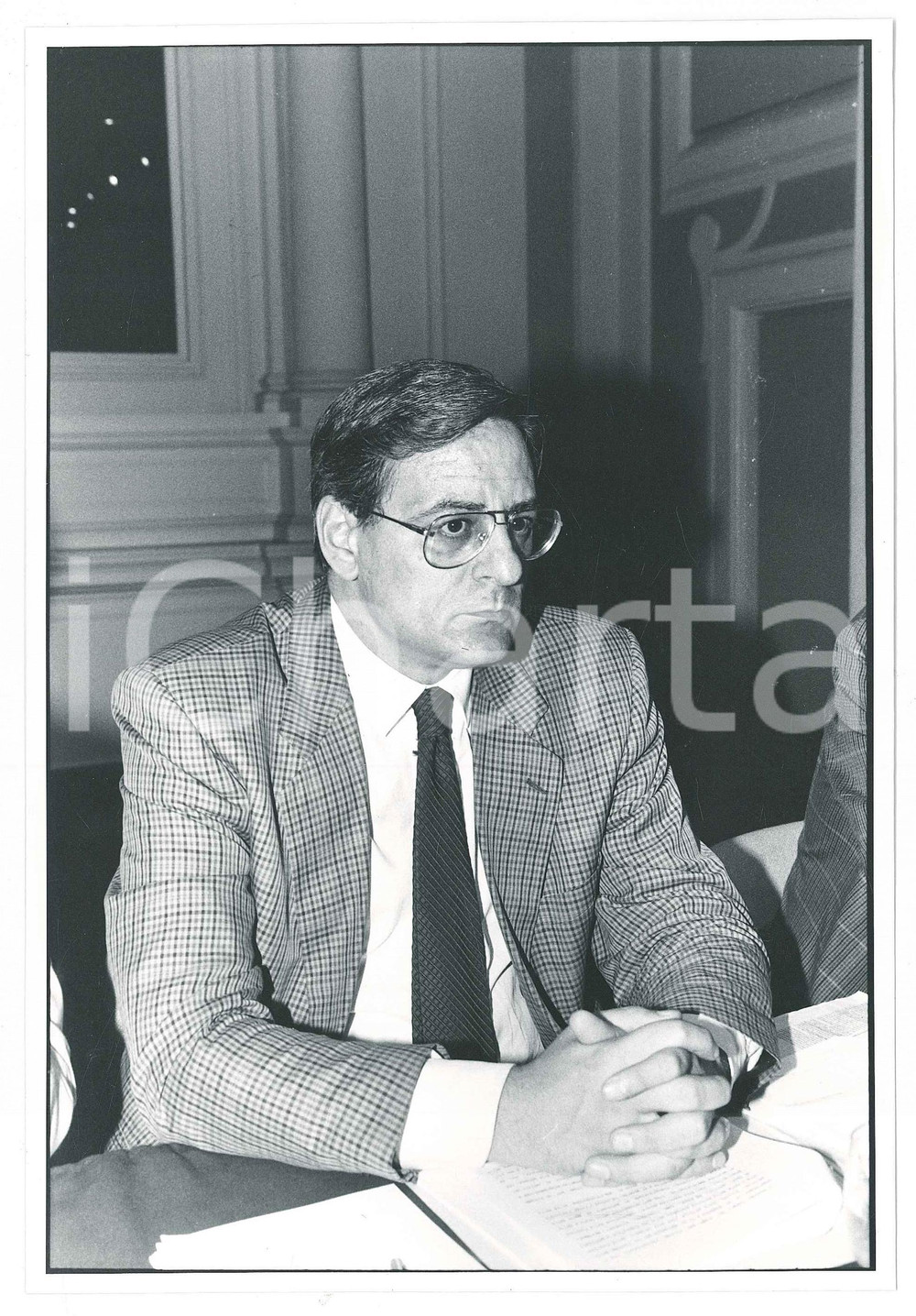 Fotografia d epoca originale 1990 ca POLITICA ROMA Cesare SALVI a un convegno Fotografia 16x23 cm 1