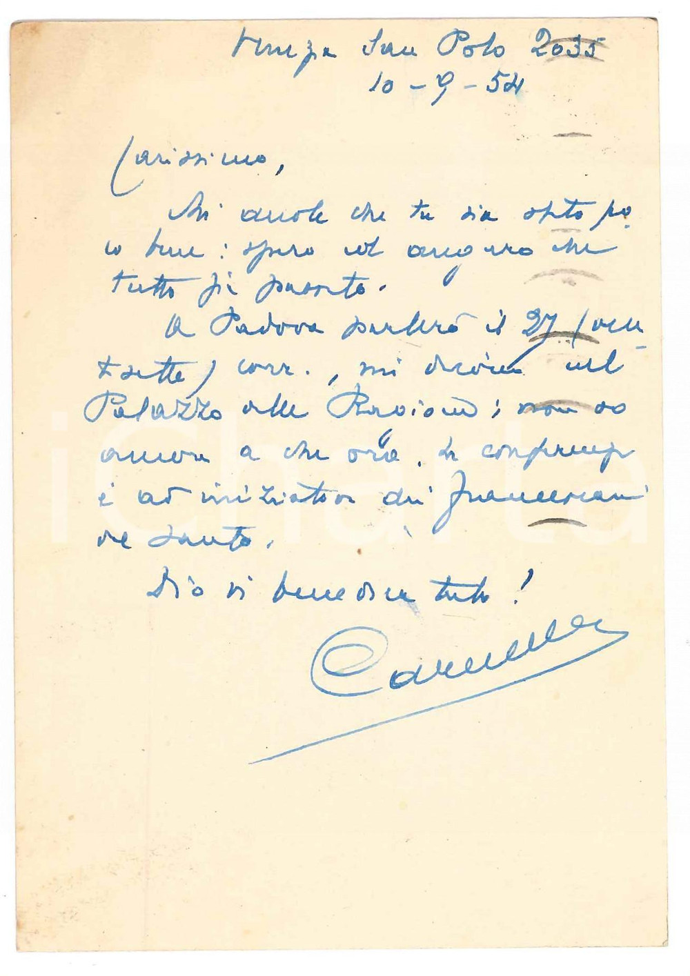 Autografo originale 1954 VENEZIA Francesco CARNELUTTI su conferenza a Padova Autografo 1