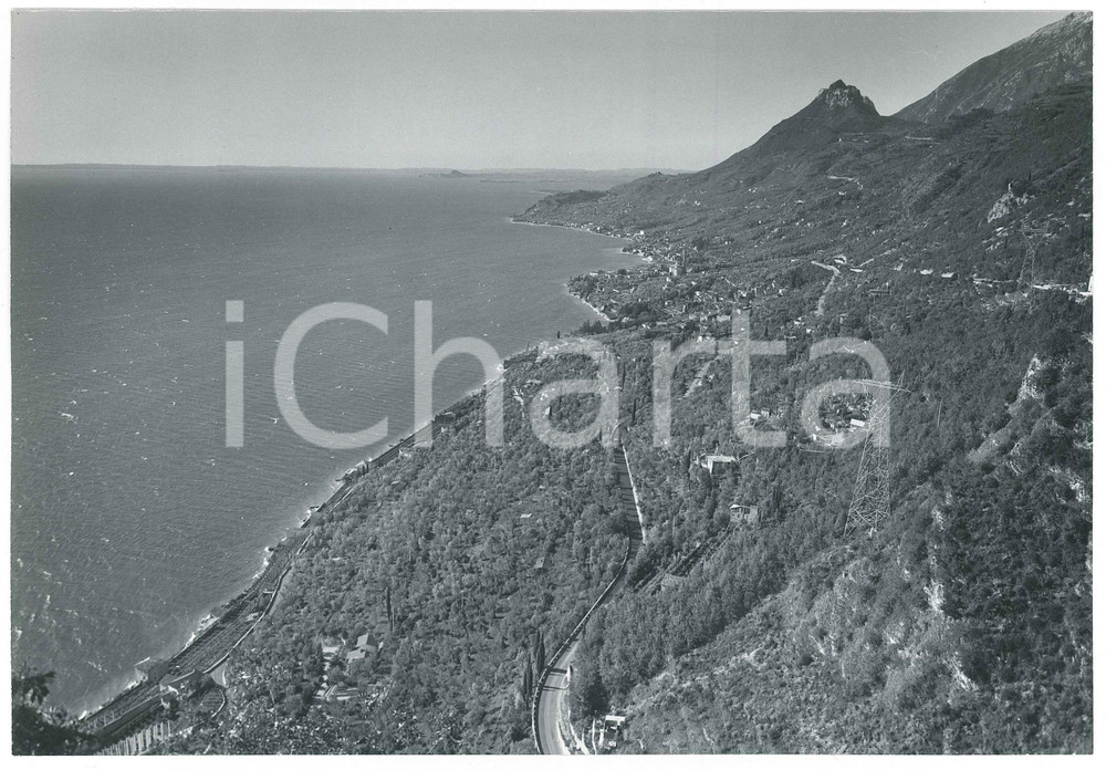 Fotografia d epoca originale 1960 ca LAGO DI GARDA Panorama a volo d uccello  Foto 23x15 cm 1