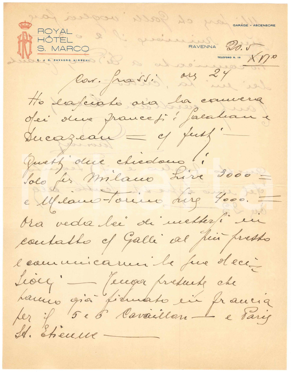 Autografo originale 1938 CICLISMO RAVENNA Lettera Antonio GAVIRATI per ingaggio ciclisti AUTOGRAFO 1