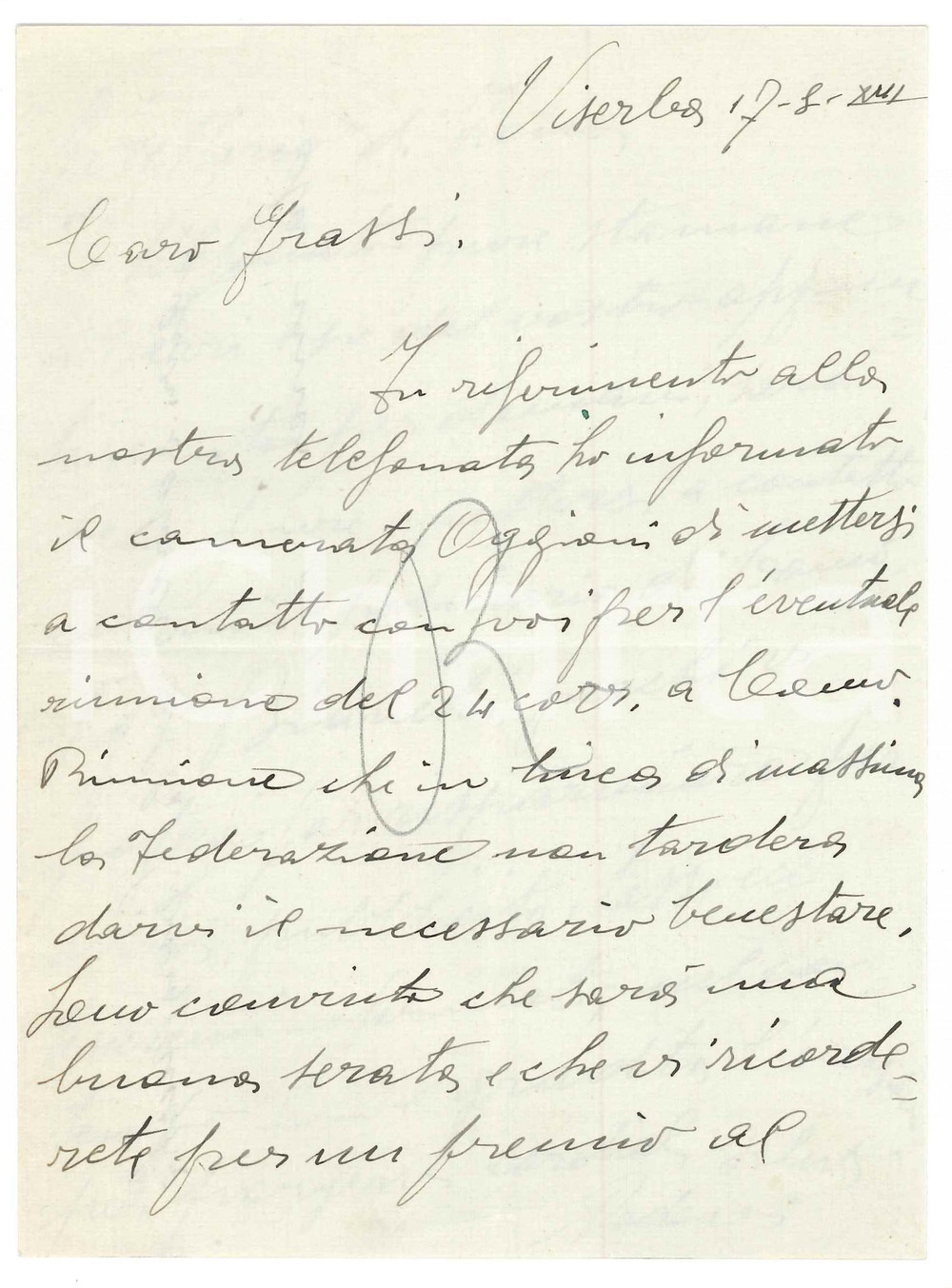 Autografo originale 1941 CICLISMO VITERBO Lettera Adriano RODONI per gare a Como  AUTOGRAFO 1