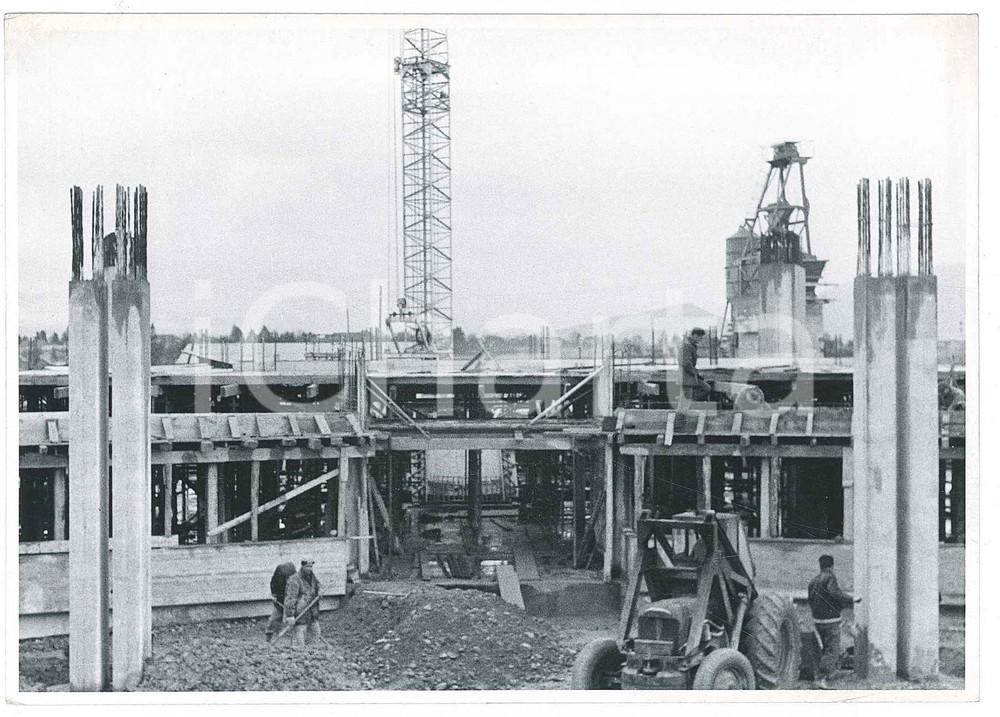 Fotografia d epoca originale 1955 ca GINEVRA Costruzione del CERN  Cantiere  Foto 15x10 cm 5 1
