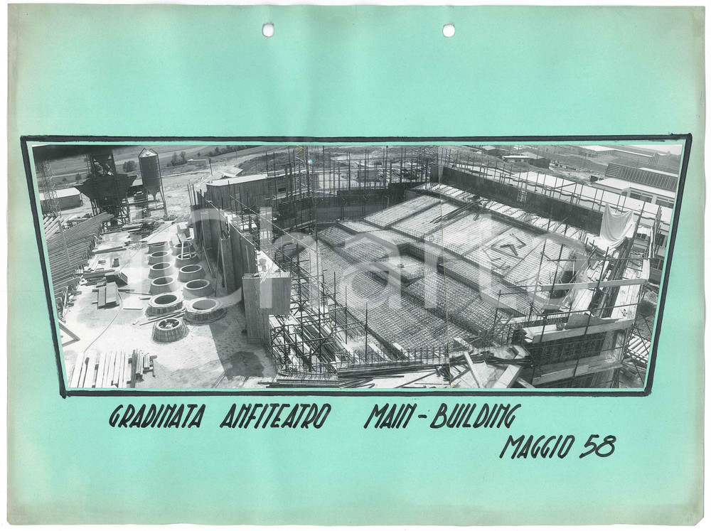 Fotografia d epoca originale Maggio 1958 GINEVRA Costruzione CERN Main building  Anfiteatro Foto tripla 2 1