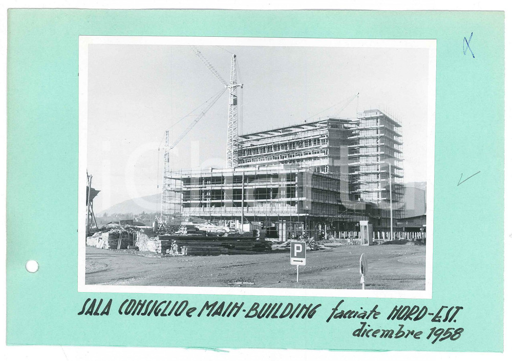 Fotografia d epoca originale Dicembre 1958 GINEVRA Costruzione CERN  Sala consiglio  Main building  Foto 1