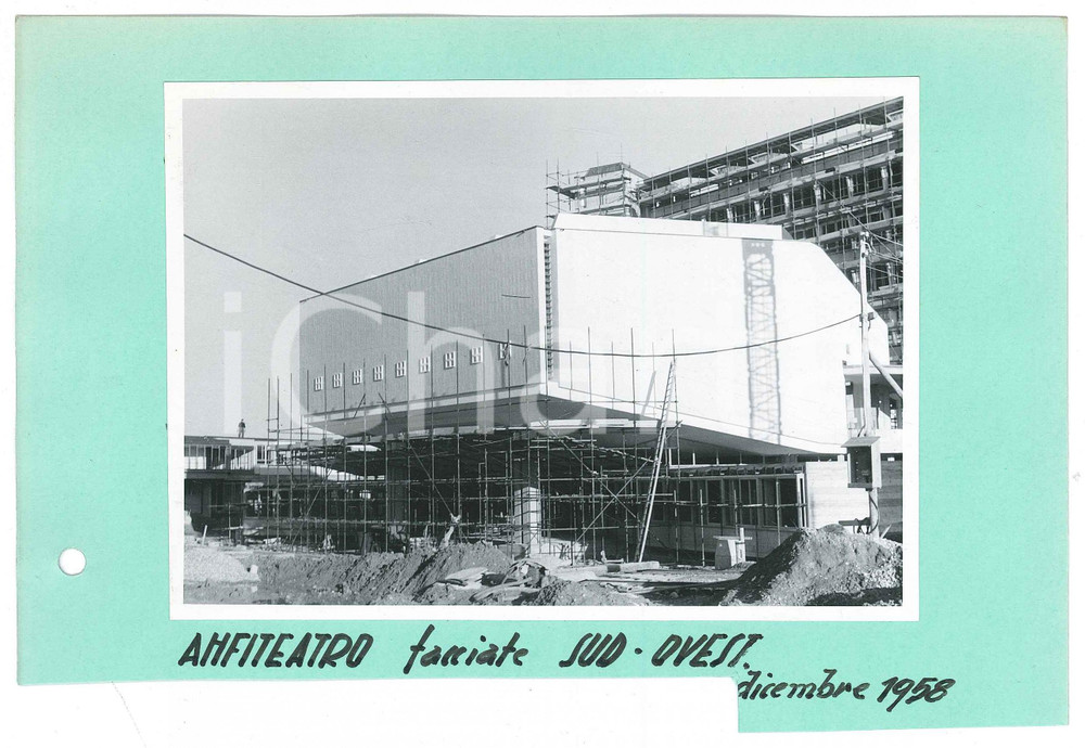 Fotografia d epoca originale Dicembre 1958 GINEVRA Costruzione CERN  Anfiteatro facciate sud ovest  Foto 1