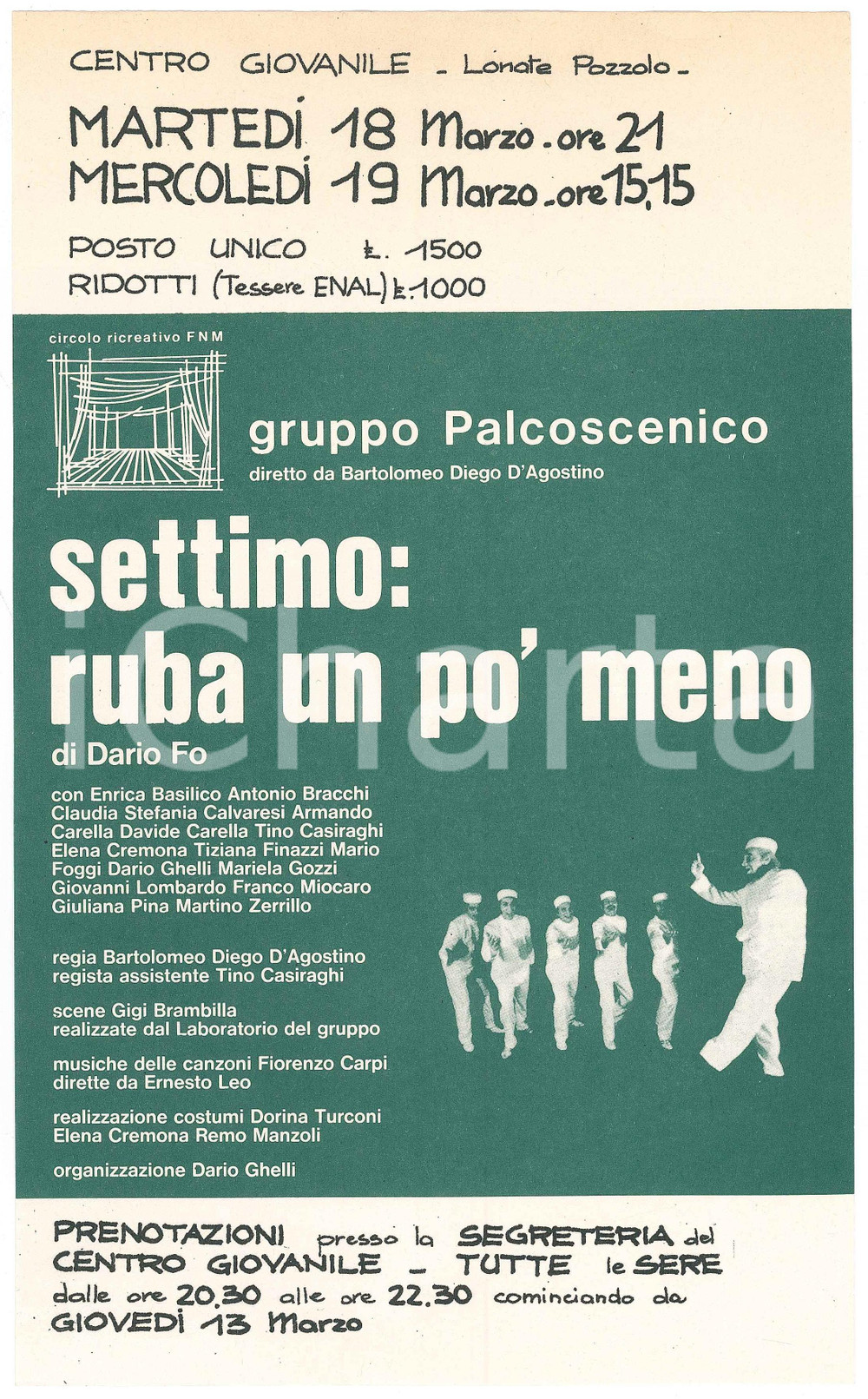 Materiale pubblicitario d’epoca 1975 LONATE POZZOLO  Teatro  GRUPPO PALCOSCENICO Settimo: ruba un po  meno 1