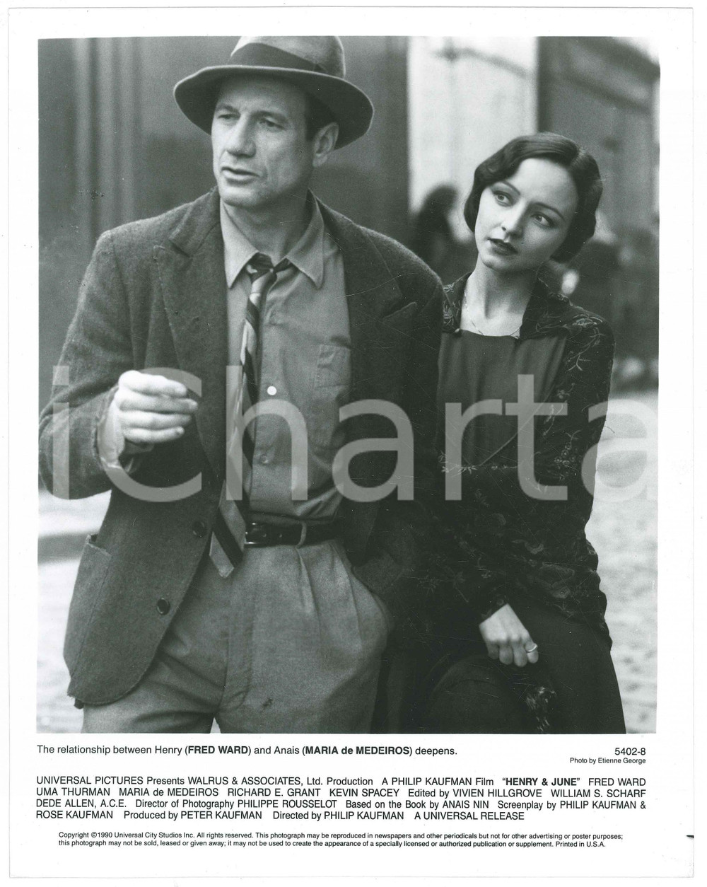 Materiale cinematografico d’epoca 1998 CINEMA Film Henry & June  Fred WARD Maria DE MEDEIROS Foto 20x26 cm 1