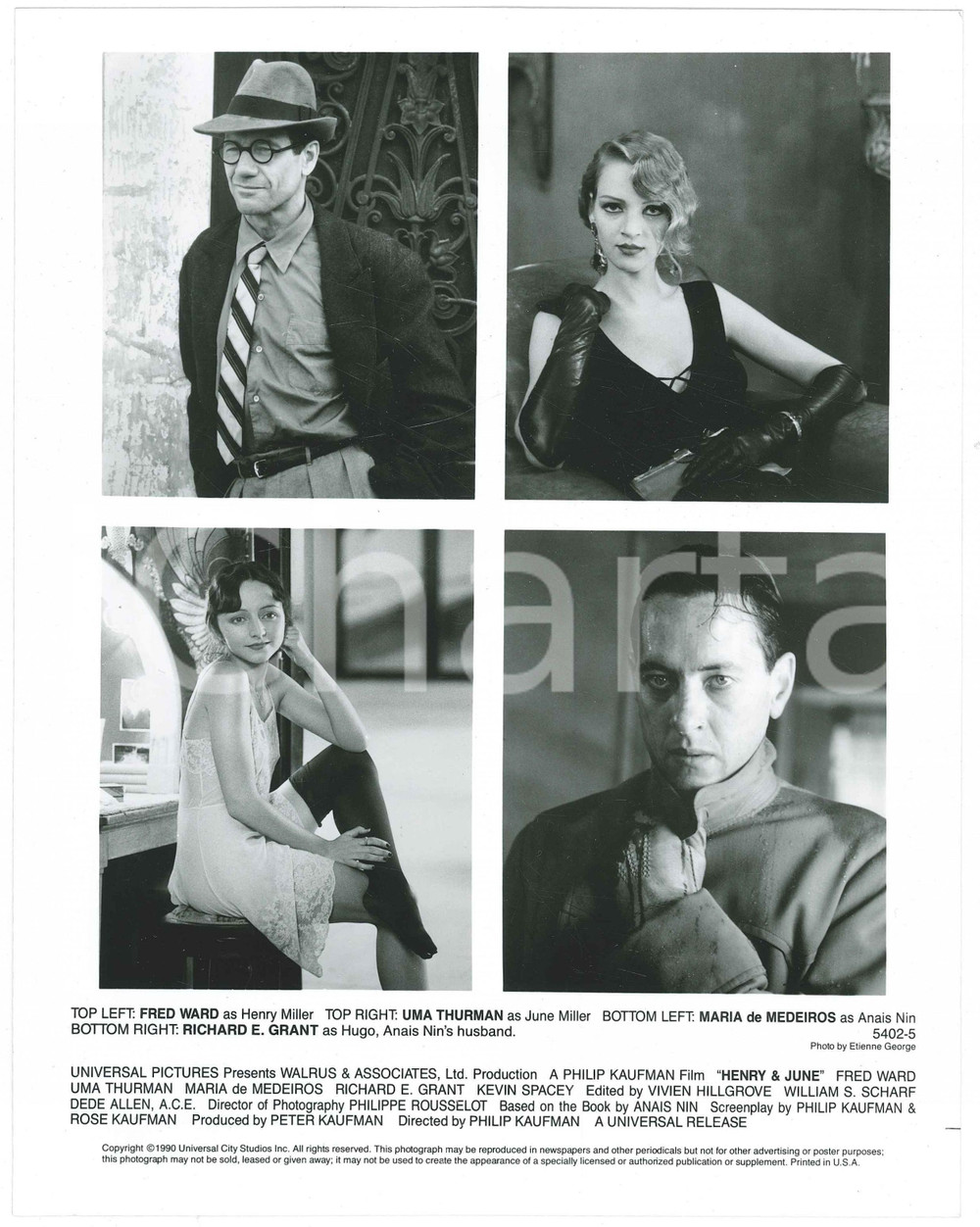 Materiale cinematografico d’epoca 1998 Film Henry & June  Fred WARD Uma THURMAN Maria DE MEDEIROS Richard GRANT 1