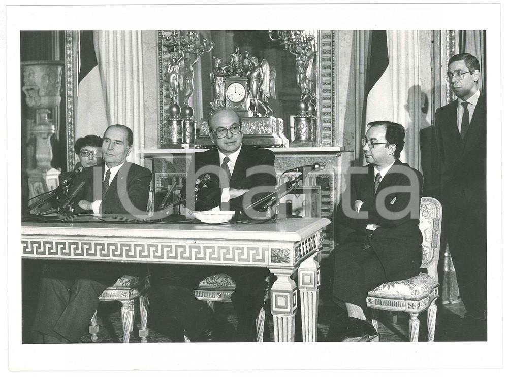 Fotografia d epoca originale 1984 MILANO Incontro Francois MITTERRAND Bettino CRAXI Carlo TOGNOLI Foto 1