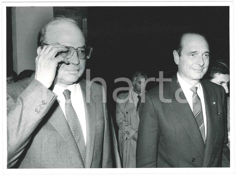 Fotografia d epoca originale 1986 MILANO Incontro Bettino CRAXI Jacques CHIRAC Foto 24x18 cm 9 1