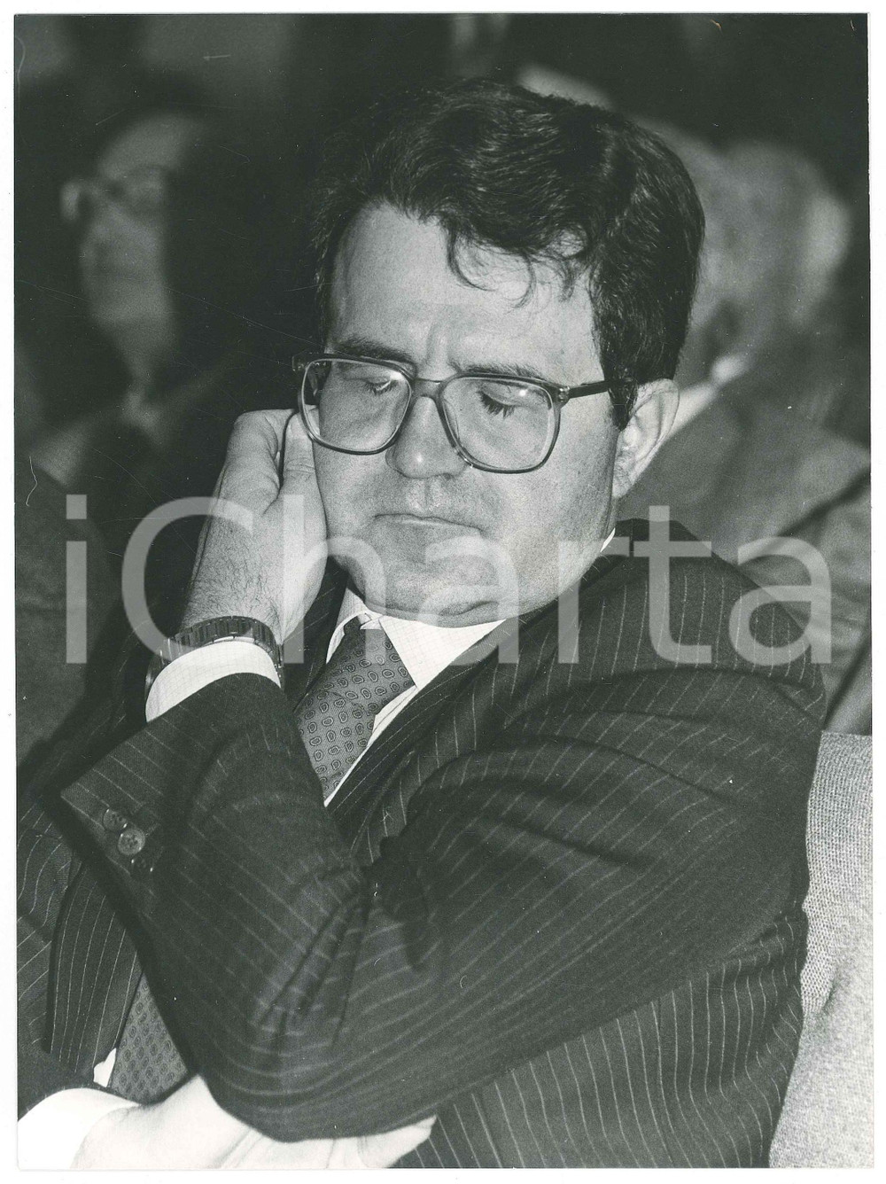 Fotografia d epoca originale 1990 ca POLITICA ITALIA Romano PRODI  Ritratto Foto 18x24 cm 1