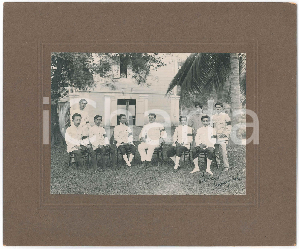 Fotografia d epoca originale 1920 PATTANI THAILAND Italiano con dignitari locali Foto RARA 30x25 cm 1
