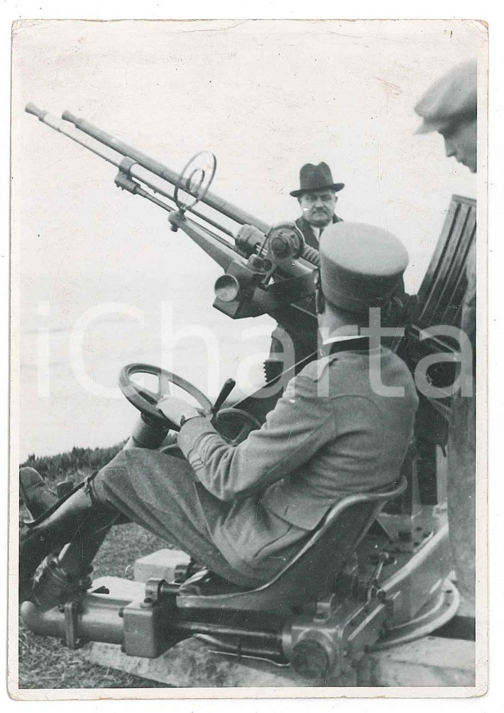 Fotografia d epoca originale 1935 ca REGIO ESERCITO  Dimostrazione di tiro con mitragliatrice Foto 8x12 6 1