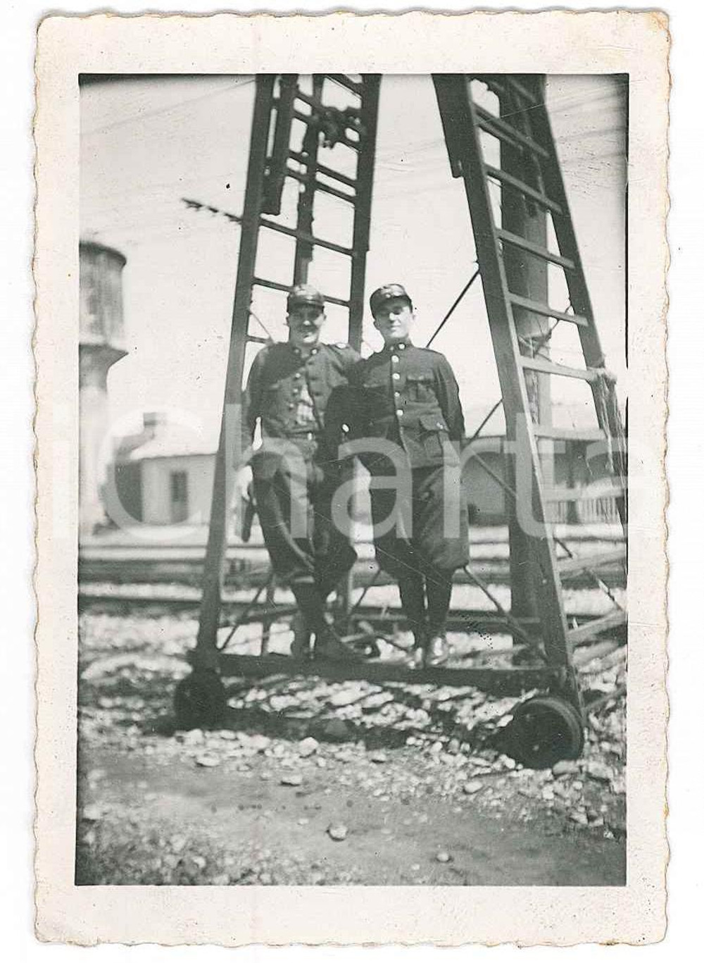 Fotografia d epoca originale 1932 TORINO  FERROVIE  Coppia di ufficiali  Foto 6x9 cm 1