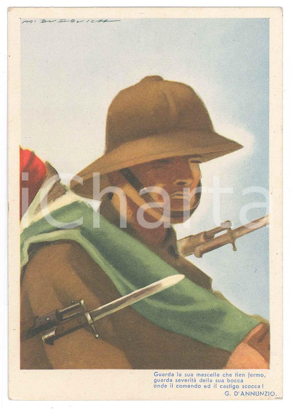 Cartolina originale da collezione 1940 ca AOI Artista Marcello DUDOVICH  Cartolina COLONIALE Ascari D ANNUNZIO 1