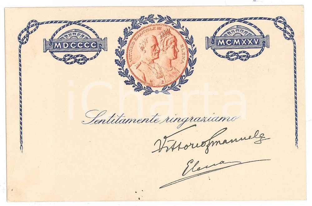 Cartolina originale da collezione 1925 CASA SAVOIA Cartolina anniversario 25° anno di regno Vittorio Emanuele III 1
