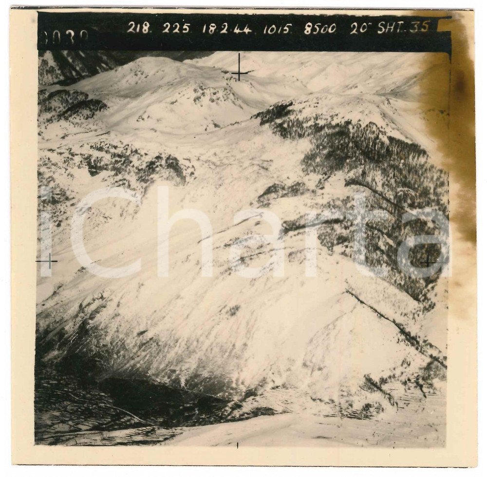 Fotografia d epoca originale Febbraio 1944 WW2 ITALIA  ALPI  Fotografia AEREA militare 14x14 cm 19 1