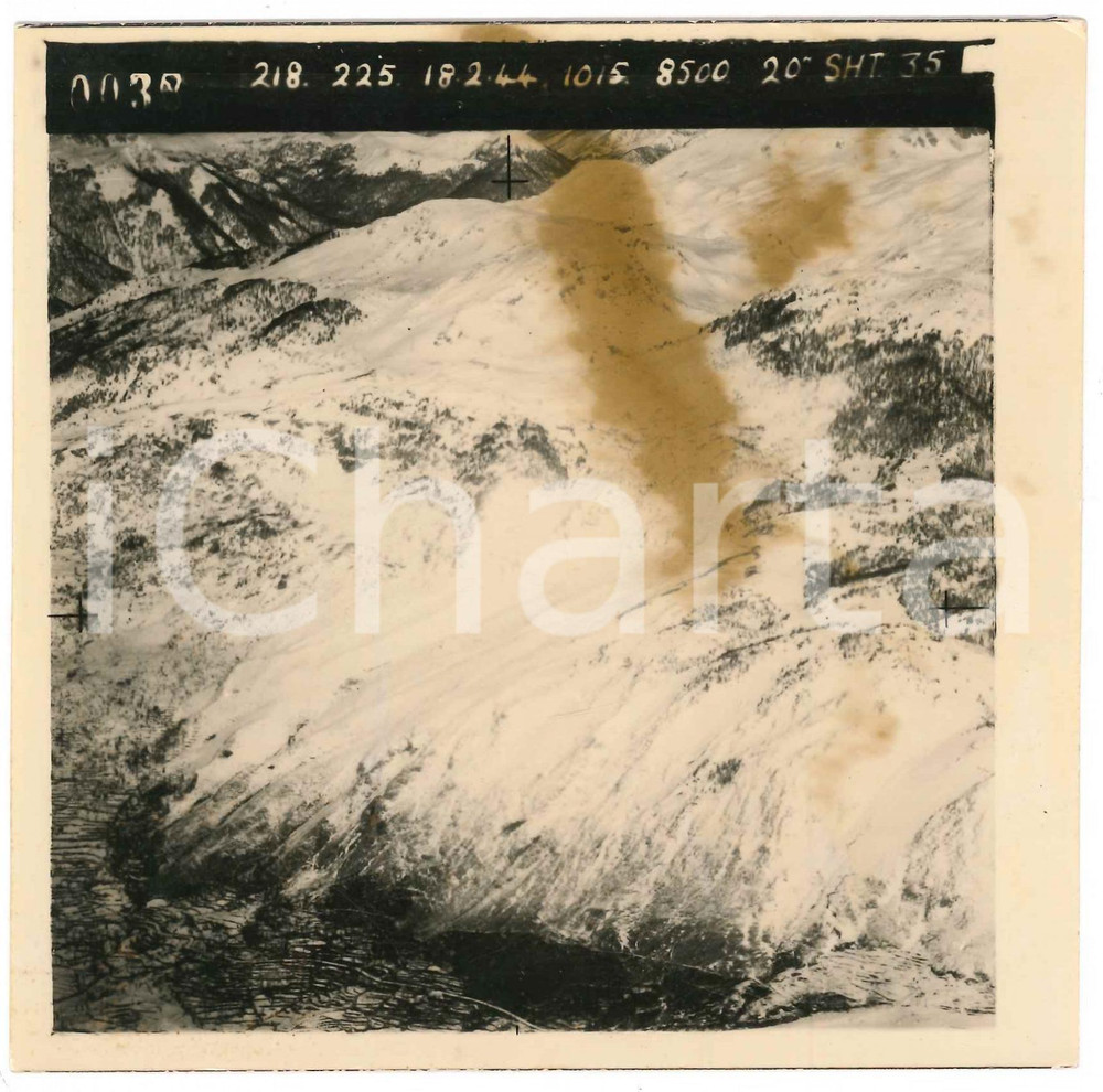 Fotografia d epoca originale Febbraio 1944 WW2 ITALIA  ALPI  Fotografia AEREA militare 14x14 cm 18 1