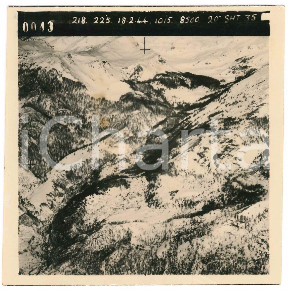 Fotografia d epoca originale Febbraio 1944 WW2 ITALIA  ALPI  Fotografia AEREA militare 14x14 cm 15 1