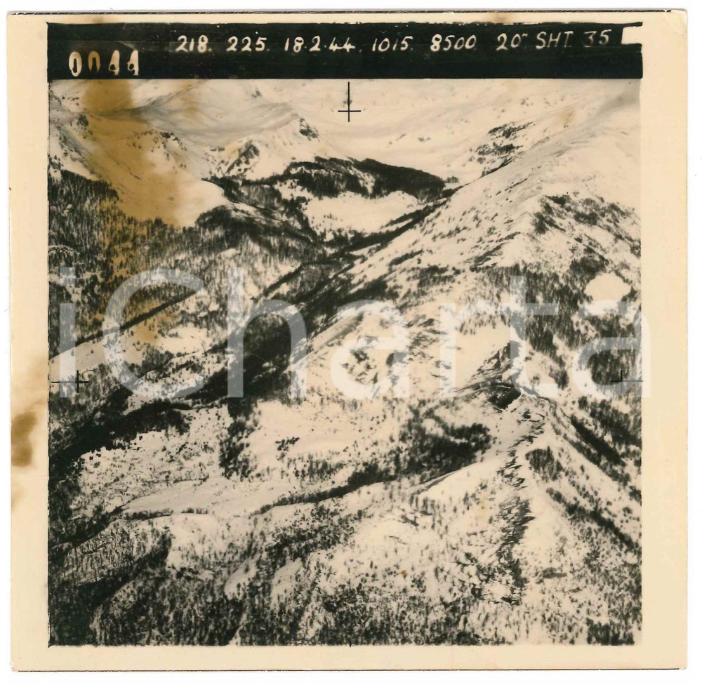 Fotografia d epoca originale Febbraio 1944 WW2 ITALIA  ALPI  Fotografia AEREA militare 14x14 cm 14 1