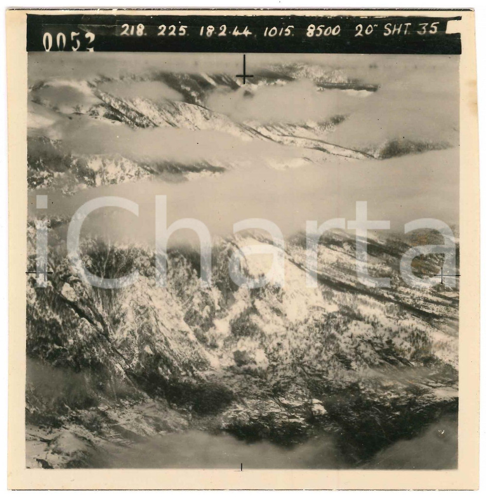 Fotografia d epoca originale Febbraio 1944 WW2 ITALIA  ALPI  Fotografia AEREA militare 14x14 cm 7 1