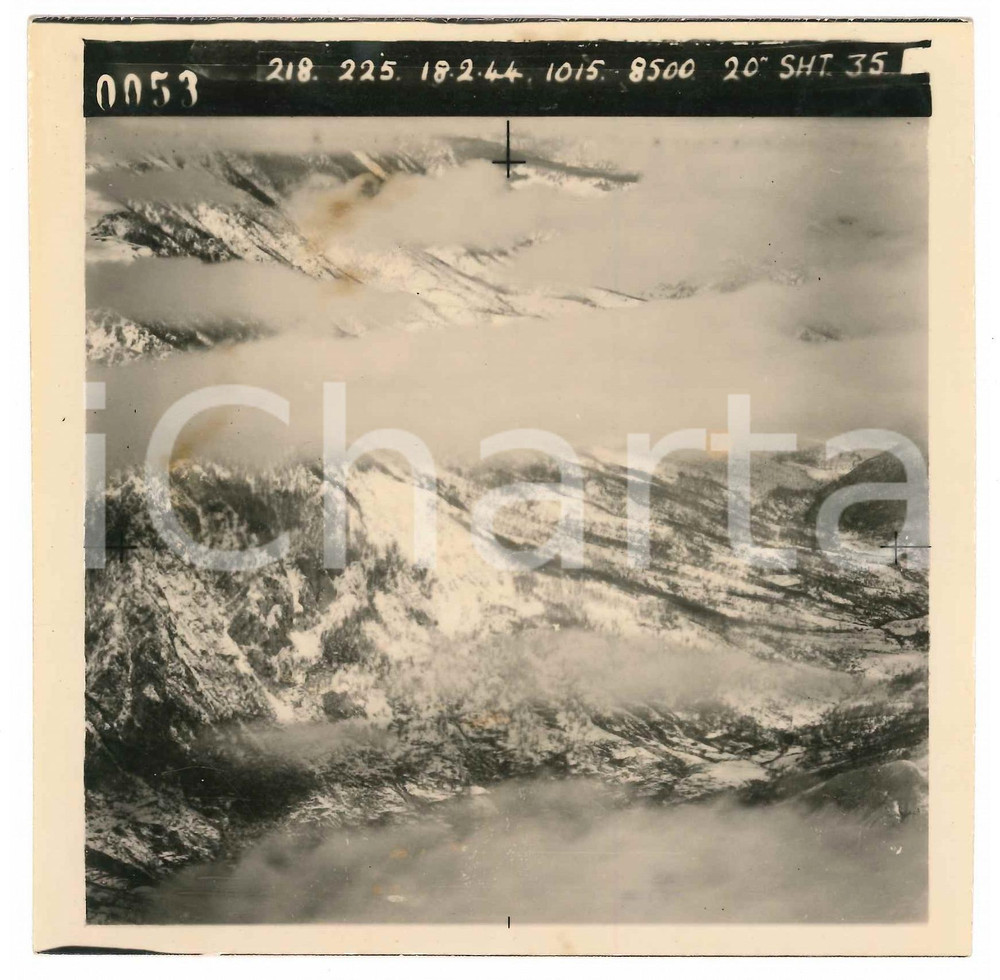 Fotografia d epoca originale Febbraio 1944 WW2 ITALIA  ALPI  Fotografia AEREA militare 14x14 cm 6 1