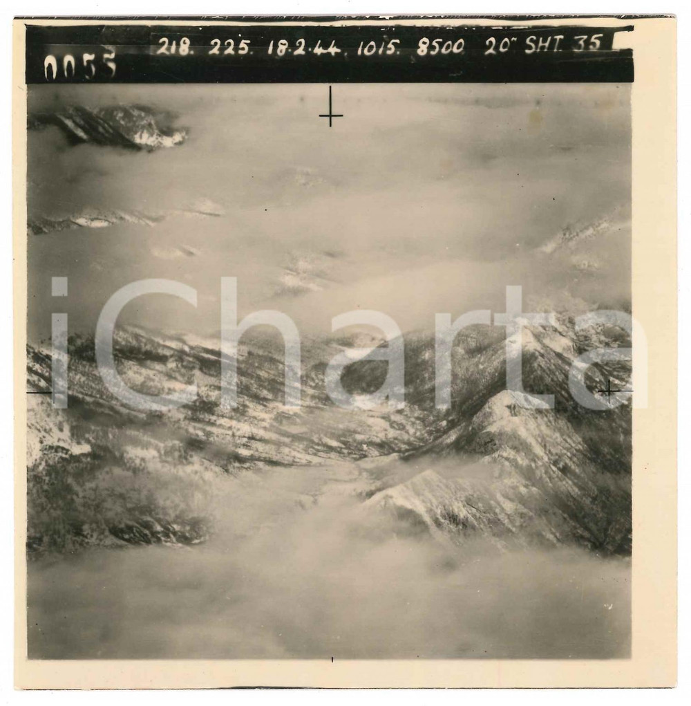 Fotografia d epoca originale Febbraio 1944 WW2 ITALIA  ALPI  Fotografia AEREA militare 14x14 cm 4 1