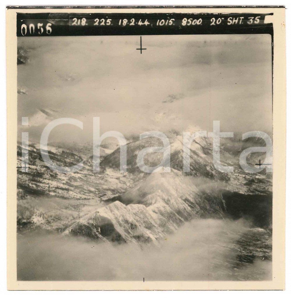 Fotografia d epoca originale Febbraio 1944 WW2 ITALIA  ALPI  Fotografia AEREA militare 14x14 cm 3 1