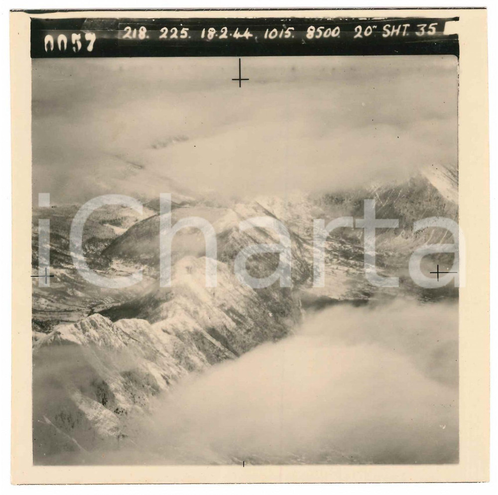 Fotografia d epoca originale Febbraio 1944 WW2 ITALIA  ALPI  Fotografia AEREA militare 14x14 cm 2 1