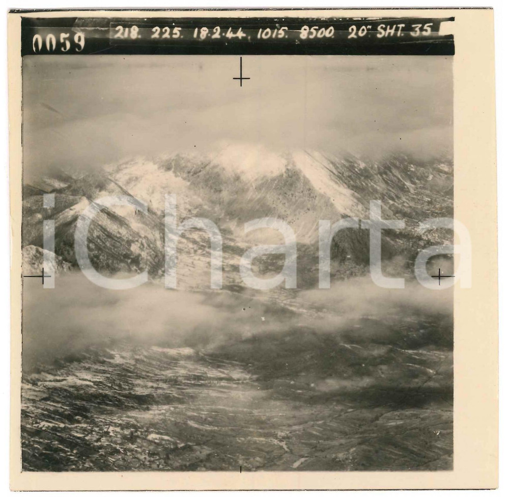 Fotografia d epoca originale Febbraio 1944 WW2 ITALIA  ALPI  Fotografia AEREA militare 14x14 cm 1 1