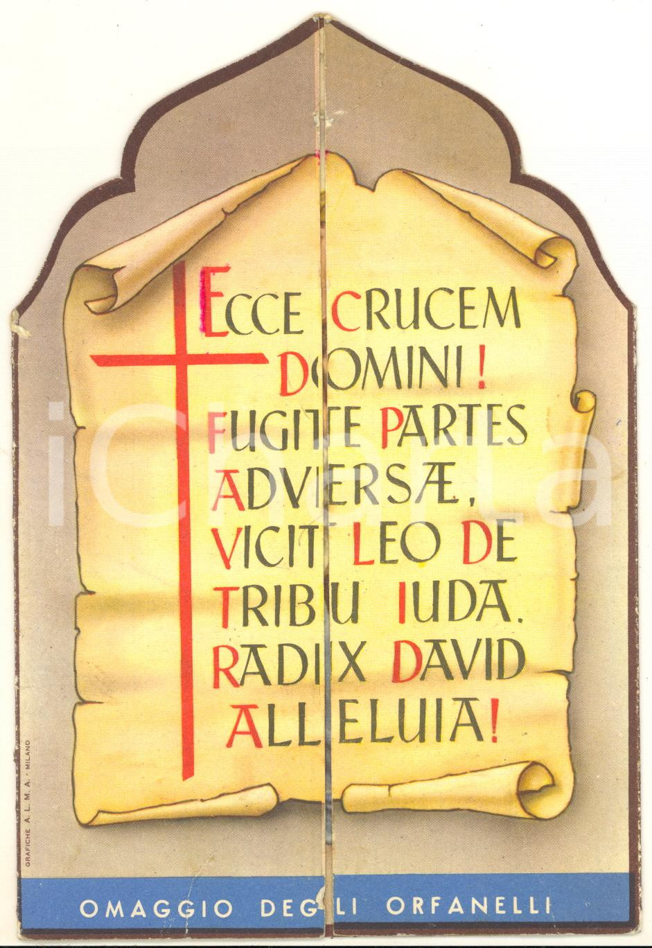 Materiale pubblicitario d’epoca 1958 DESENZANO DEL GARDA Orfanotrofio Antoniano PP. Rogazionisti Pieghevole 1