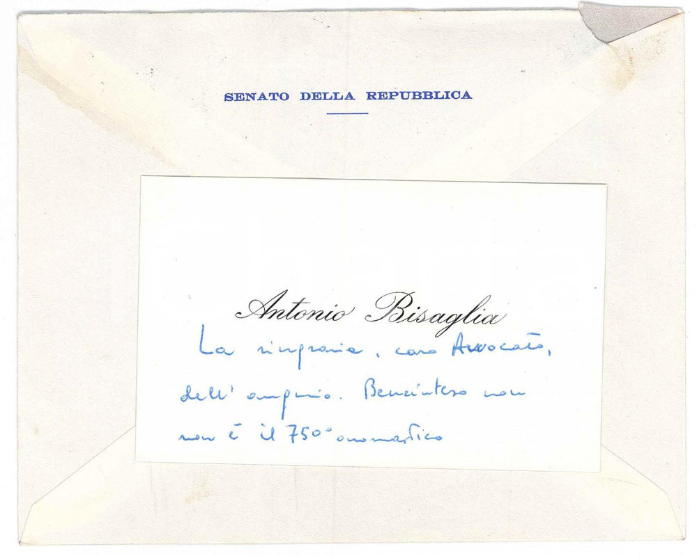 Autografo originale 1981 ROMA Biglietto Antonio BISAGLIA  Senato della Repubblica AUTOGRAFO 1