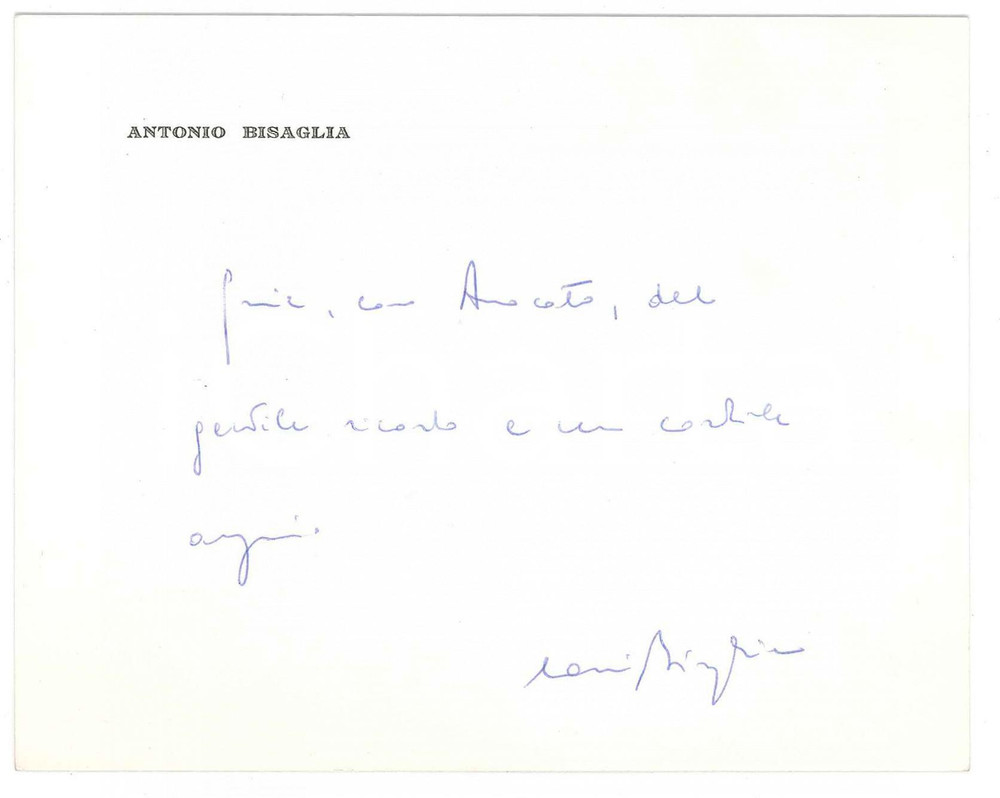 Autografo originale 1980 ca DEMOCRAZIA CRISTIANA Biglietto Antonio BISAGLIA  AUTOGRAFO 1