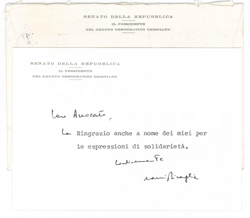 1986 ROMA Biglietto Antonio BISAGLIA - Gruppo Democratico Cristiano - AUTOGRAFO