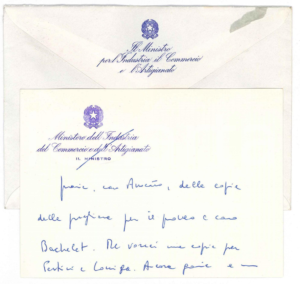 Autografo originale 1980 ROMA DC Biglietto ministro Antonio BISAGLIA per ringraziamento  AUTOGRAFO 1