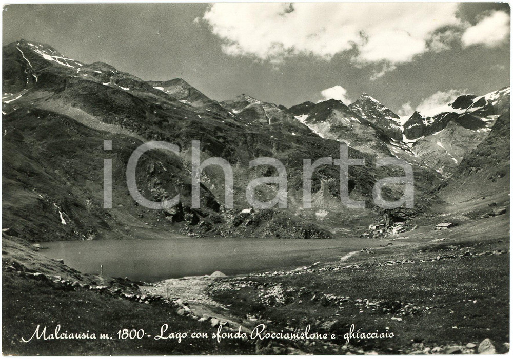 Cartolina originale da collezione 1950 ca USSEGLIO  MALCIAUSSIA Lago, Monte Rocciamelone e ghiacciaio  Cartolina 1