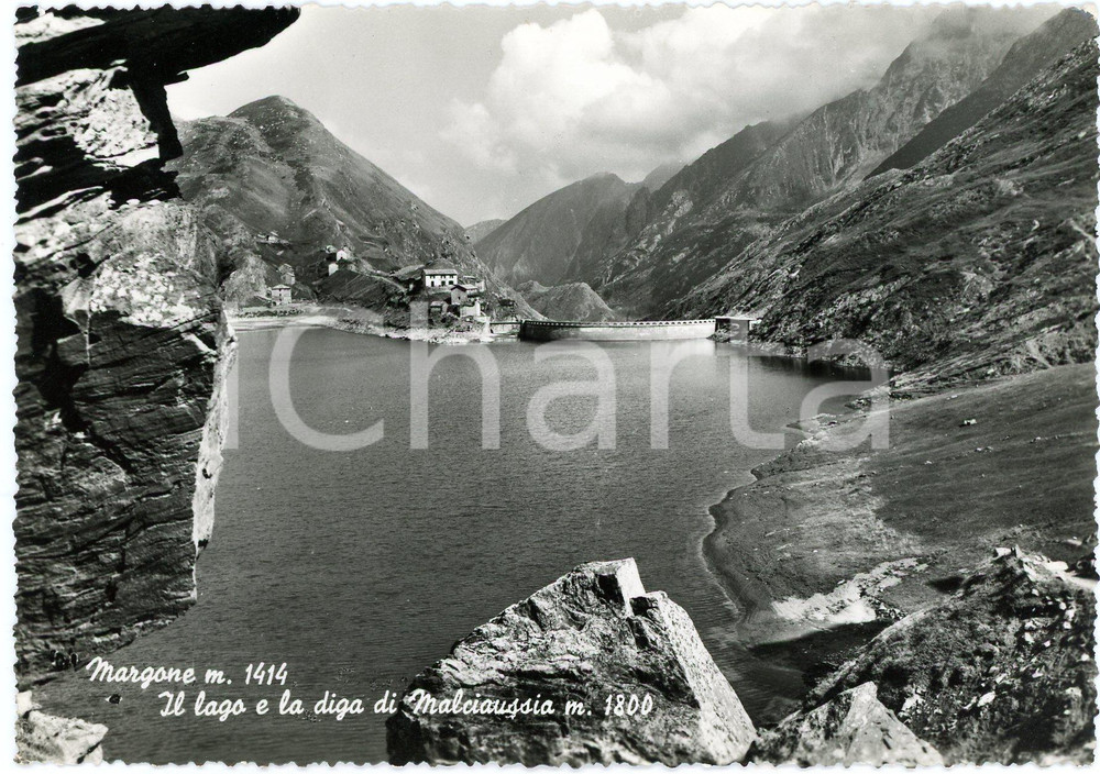 Cartolina originale da collezione 1950 ca USSEGLIO  MARGONE TO Lago di Malciaussia e Diga  Cartolina FG NV 1