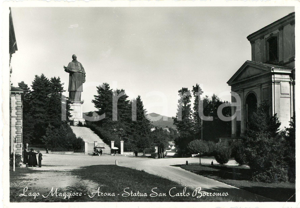 Cartolina originale da collezione 1953 ARONA NO Colosso di San Carlo Borromeo al Sacro Monte  Cartolina 1
