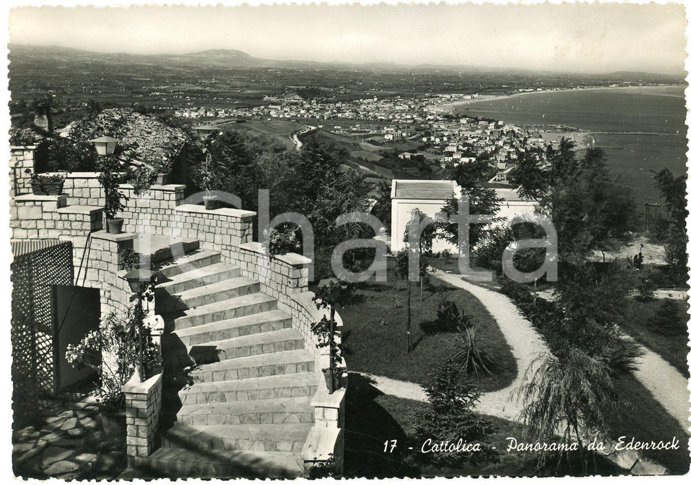 Cartolina originale da collezione 1954 GABICCE MONTE PU Cattolica vista dal Dancing Edenrock  Cartolina FG VG 1