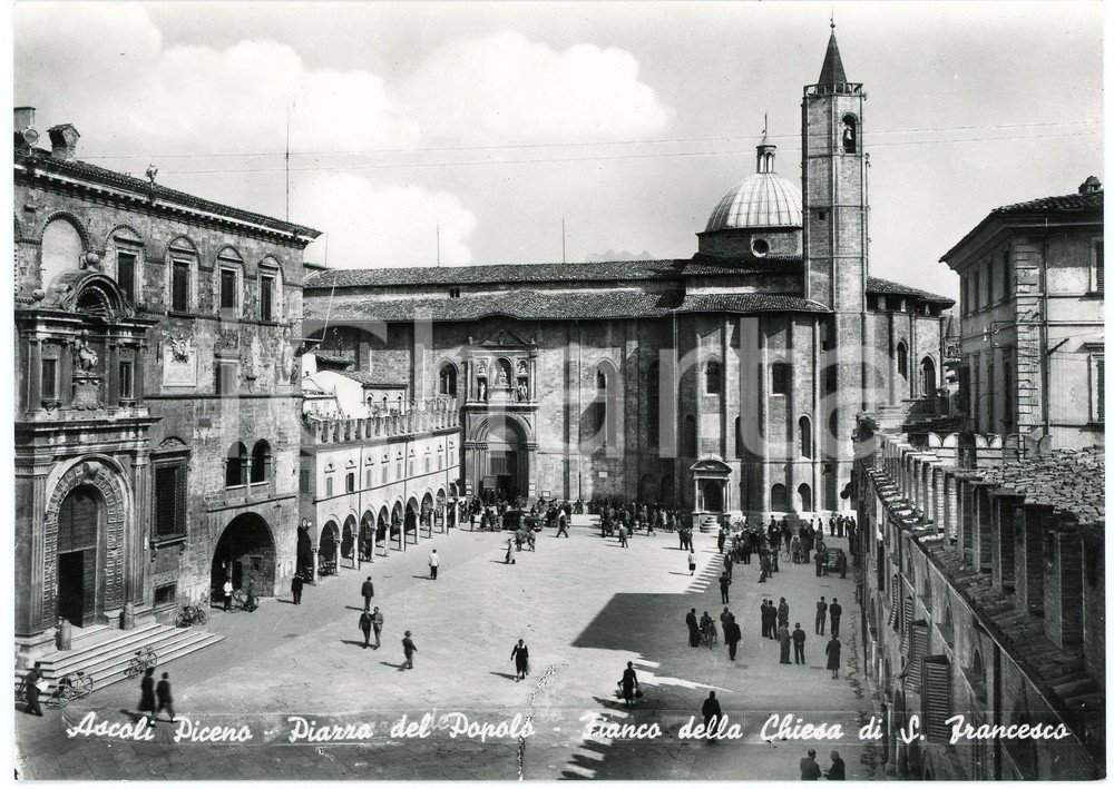 Cartolina originale da collezione 1955 ASCOLI PICENO Chiesa di San Francesco e Palazzo dei Capitani  Cartolina FG 1
