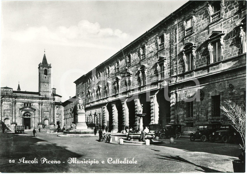 Cartolina originale da collezione 1955 ASCOLI PICENO Cattedrale di Sant Emidio e Palazzo del Municipio  Cartolina 1
